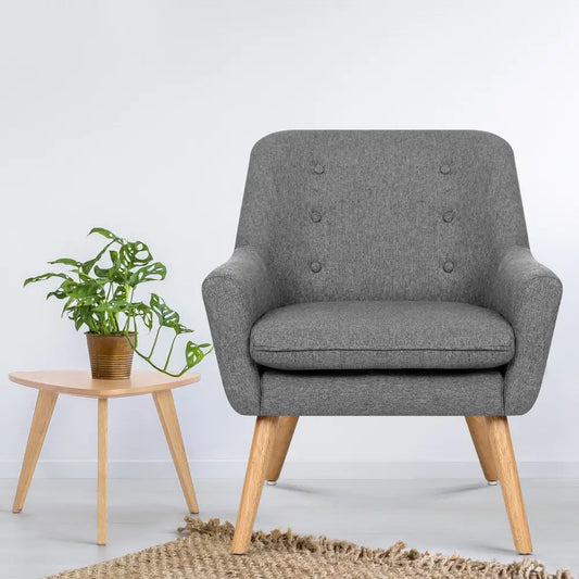 Armchair Linen Fabric Grey Charcoal