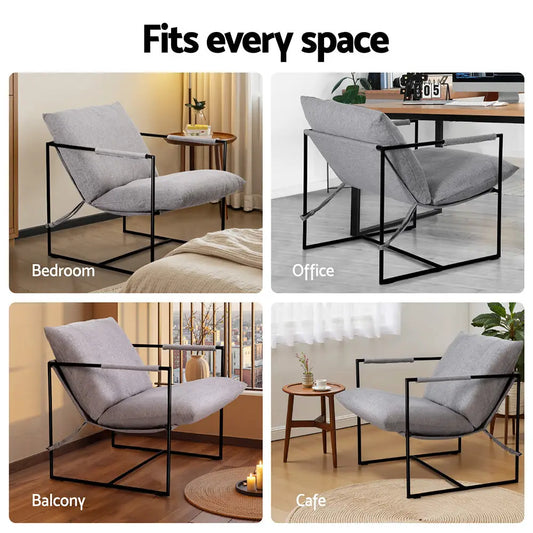 Armchair Lounge Chair Sling Grey
