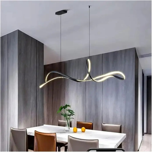 Bamdecor A210 Modern Led Linear Pendant Lights with Dimmable and Adjustable Hanging Length 150cm -black