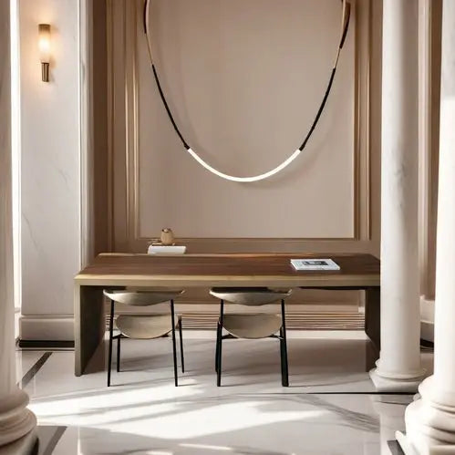 Bamdecor Minimalistic Retro Led Minimalism Designer Lustre Hanging Lamps Slender-shape Pendant Light (black)