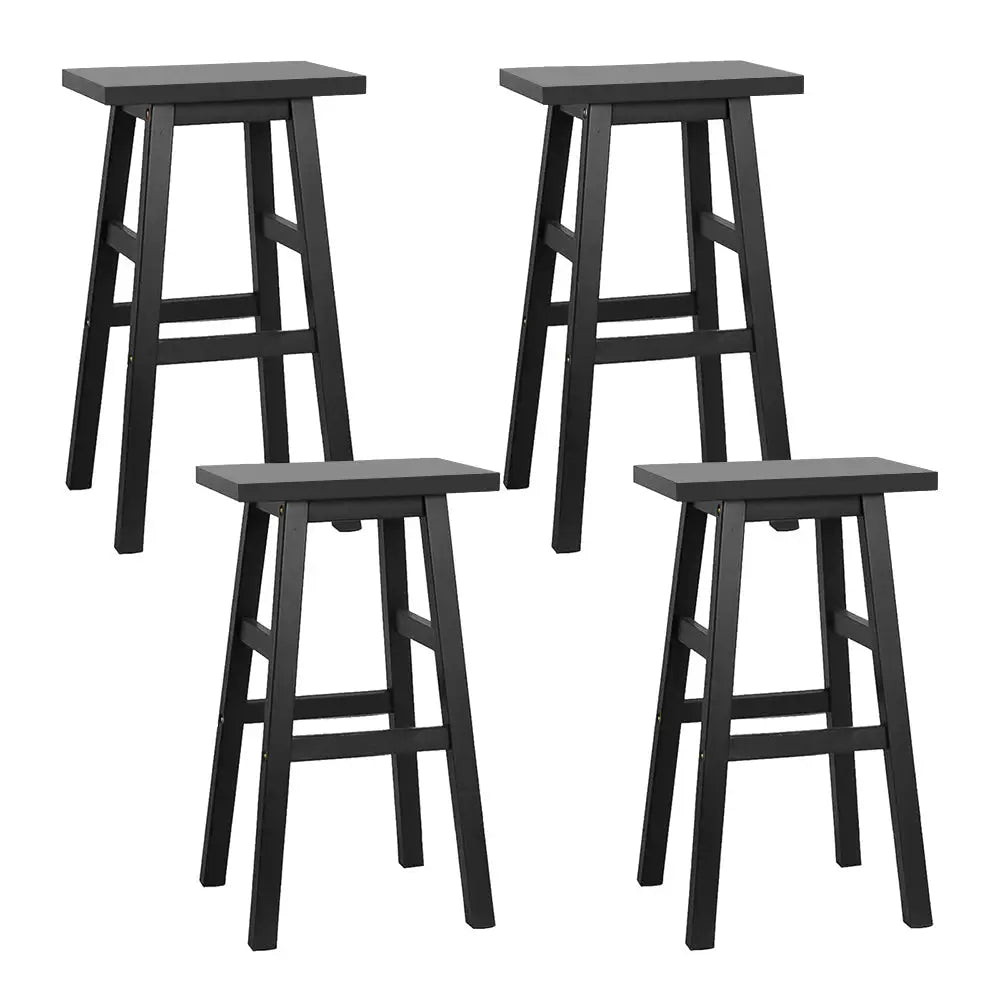 Bar Stools Kitchen Counter Wooden Chairs Black X4