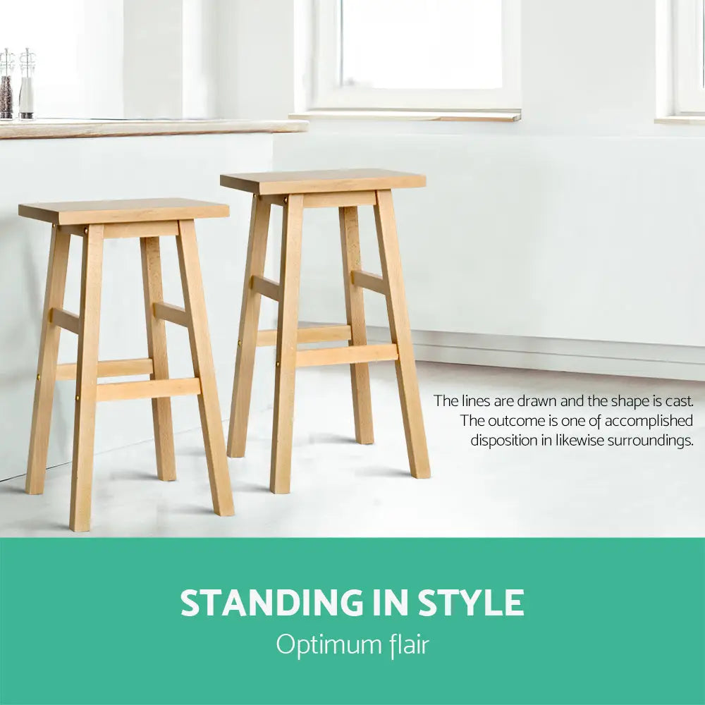 Bar Stools Kitchen Counter Wooden Chairs Natural X2
