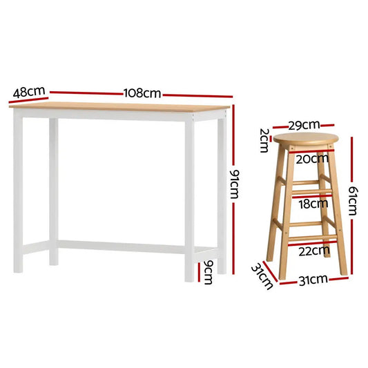 Bar Table and Stools Set Dining Desk Kitchen Chairs Cafe Pub