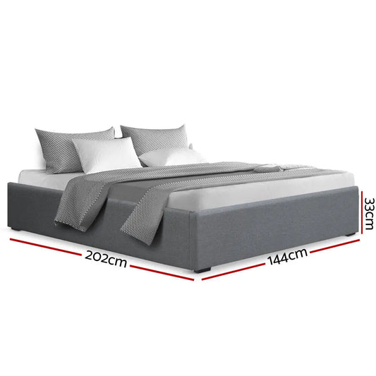 Bed Frame Double Size Gas Lift Base Grey Toki
