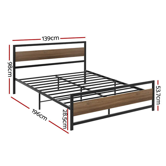 Bed Frame Double Size Metal Base Mattress Platform Foundation Black Drew
