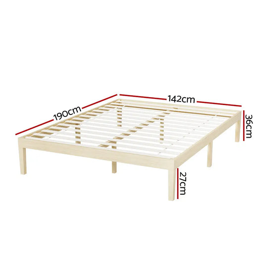 Bed Frame Double Size Wooden Base Mattress Platform Timber Pine Bruno
