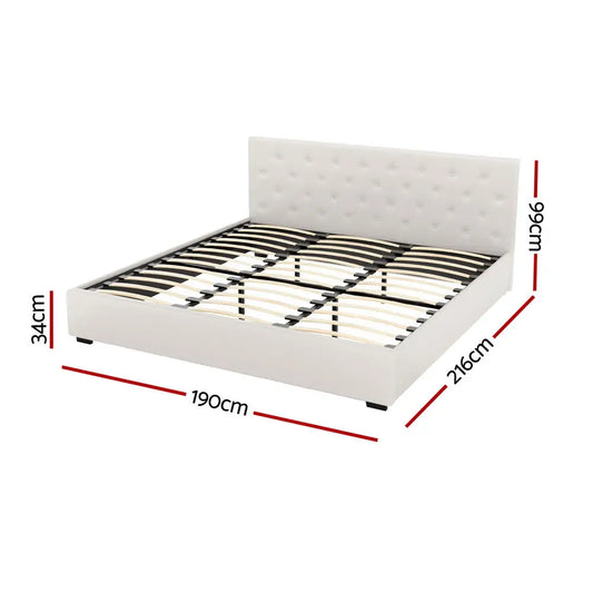 Bed Frame King Size Gas Lift Beige Vila