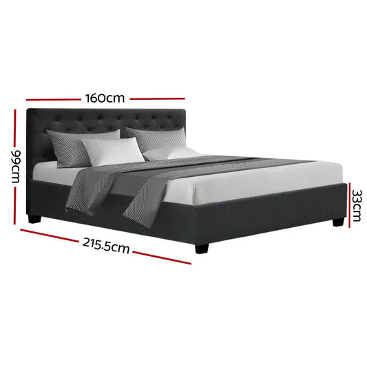 Bed Frame Queen Size Gas Lift Charcoal Vila