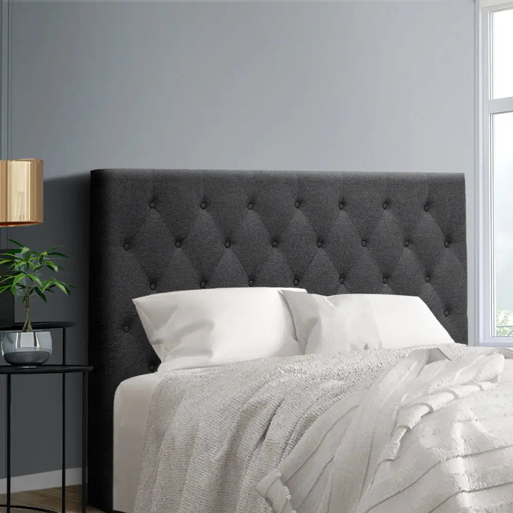 Bed Head Headboard Double Size Fabric - Cappi Charcoal