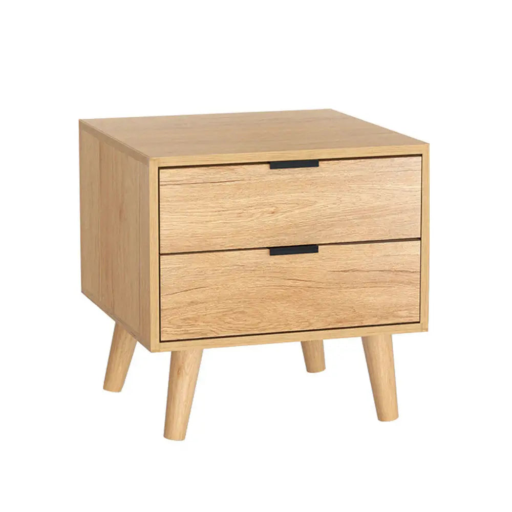 Bedside Table 2 Drawers - Pine