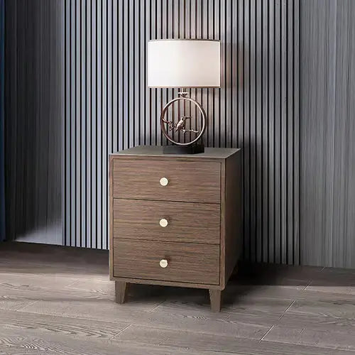 Bedside Table Mdf 3 Drawers Side Night Stand Storage in Brown Colour