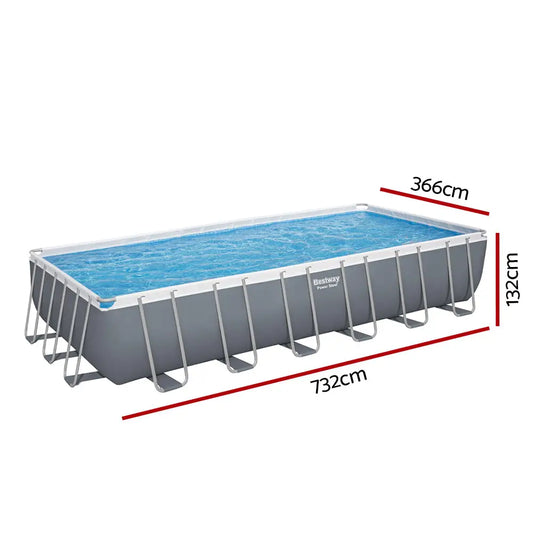 Bestway Swimming Pool 732x366x132cm Steel Frame Above Ground Pools Ladder 30045l