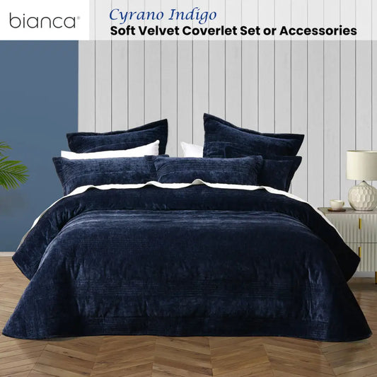 Bianca Cyrano Indigo Soft Velvet Polyester Quilted Coverlet Set Queen/king