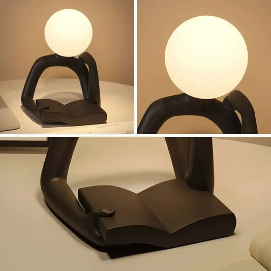 Black Creative Book Reader Desk Lamp - Usb Powered Modern Resin Design