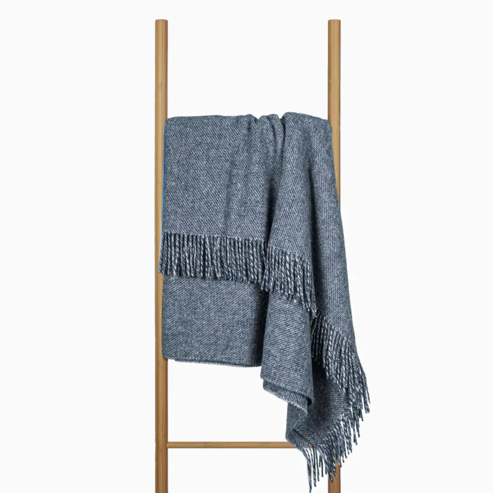 Cambridge Throw - 100% Nz Wool - Navy | Textured Navy Blue Woven Throw