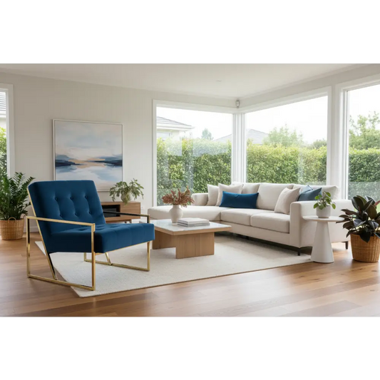 Carman Arm Chair Blue Velvet