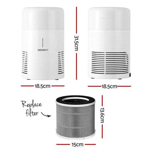 Devanti Air Purifier 3-layer Hepah11 Filter Home Freshener Carbon Pm2.5 Remover