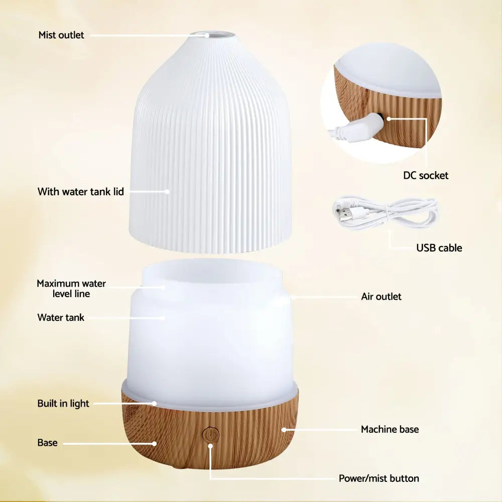 Devanti Ultrasonic Aroma Diffuser Aromatherapy 100ml Led Lights Iron Humidifier Forest