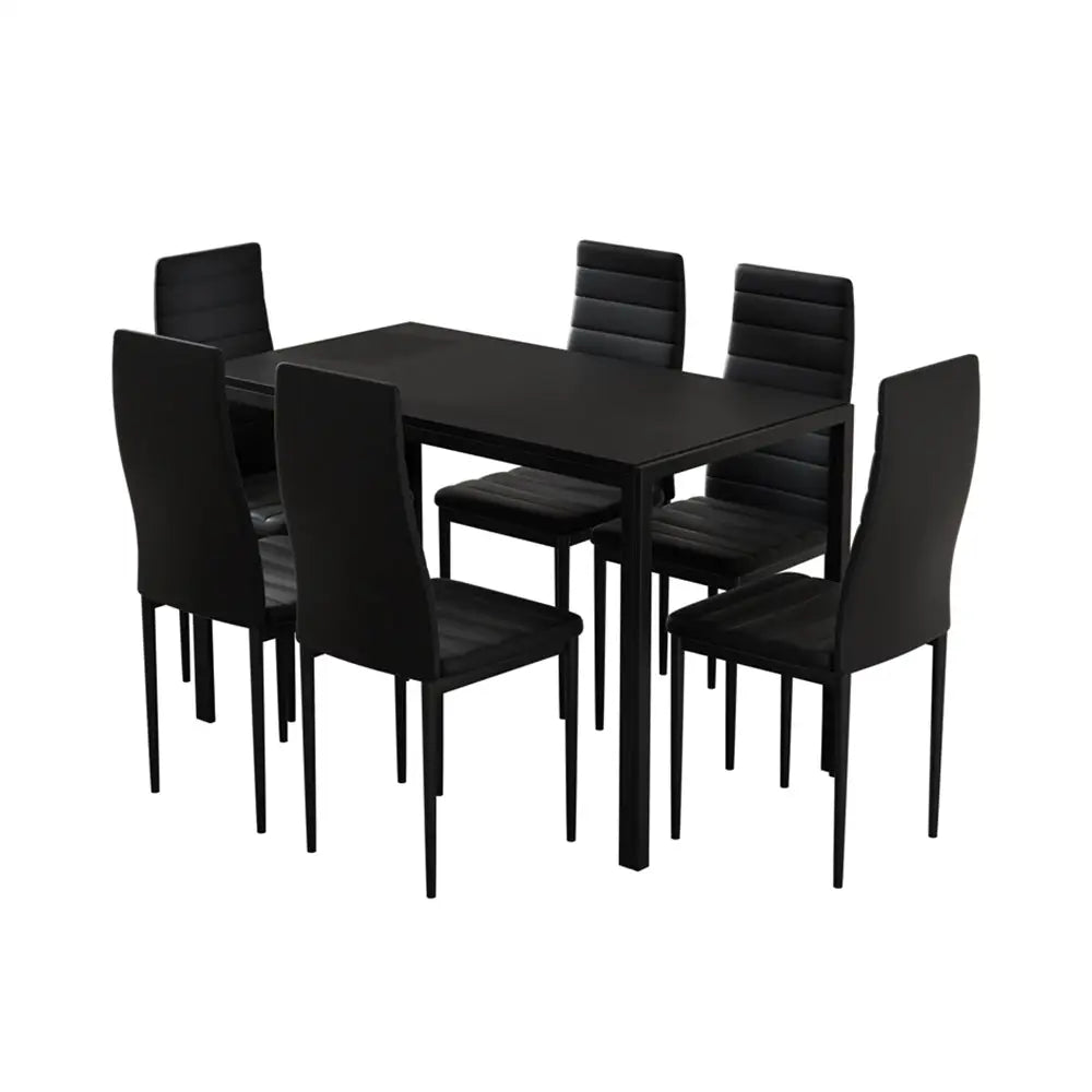 Dining Chairs and Table Set 6 Chair of 7 Black