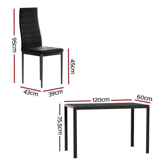 Dining Chairs and Table Set 6 Chair of 7 Black