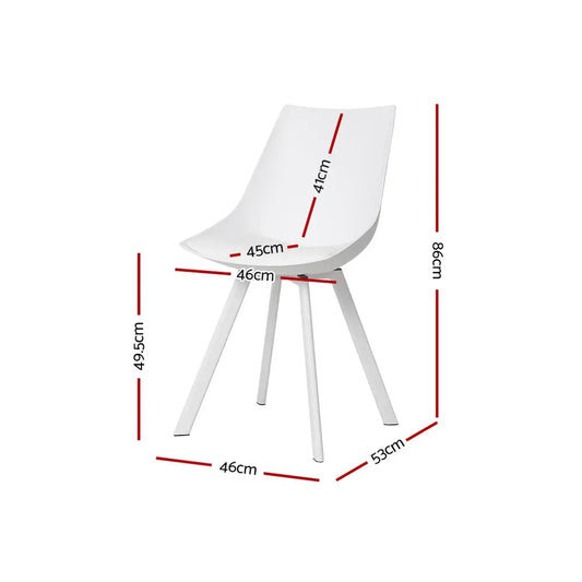 Dining Chairs Set of 2 Pu Leather Plastic Metal White