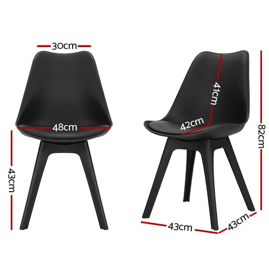 Dining Chairs Set of 4 Leather Plastic Dsw Replica Black