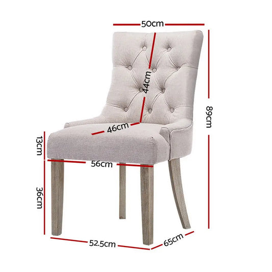 Dining Chairs Set of 4 Linen French Provincial Beige