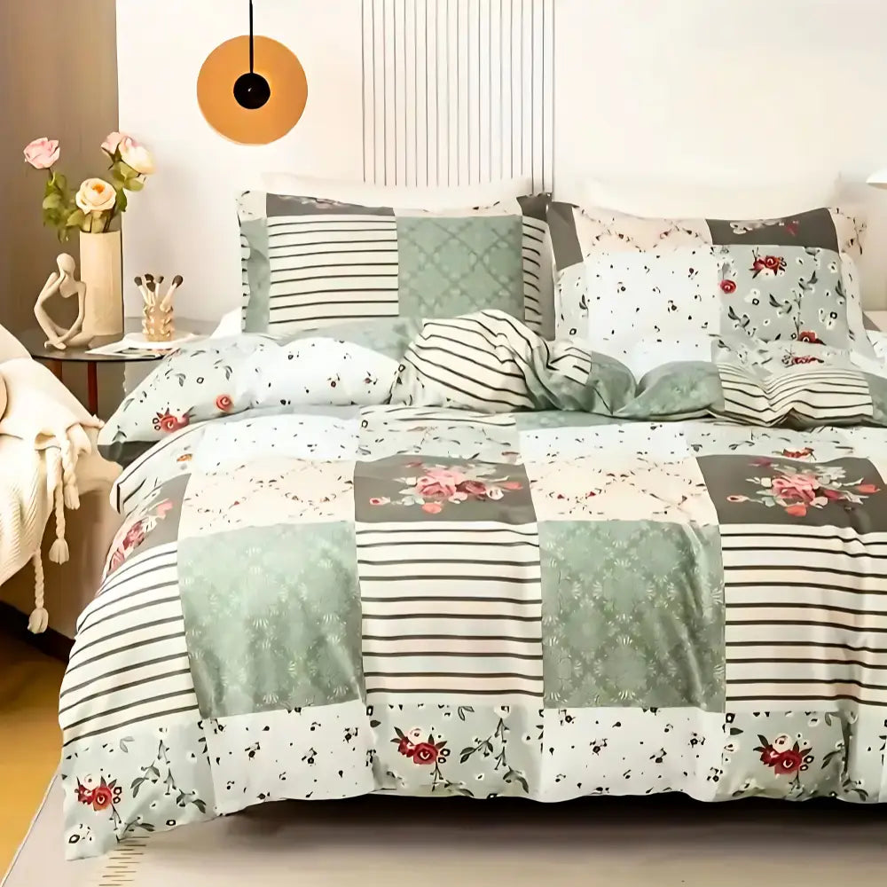 Dreamfields - Emerald Plaid Quilt Cover Set - (2pcs King Single Size)