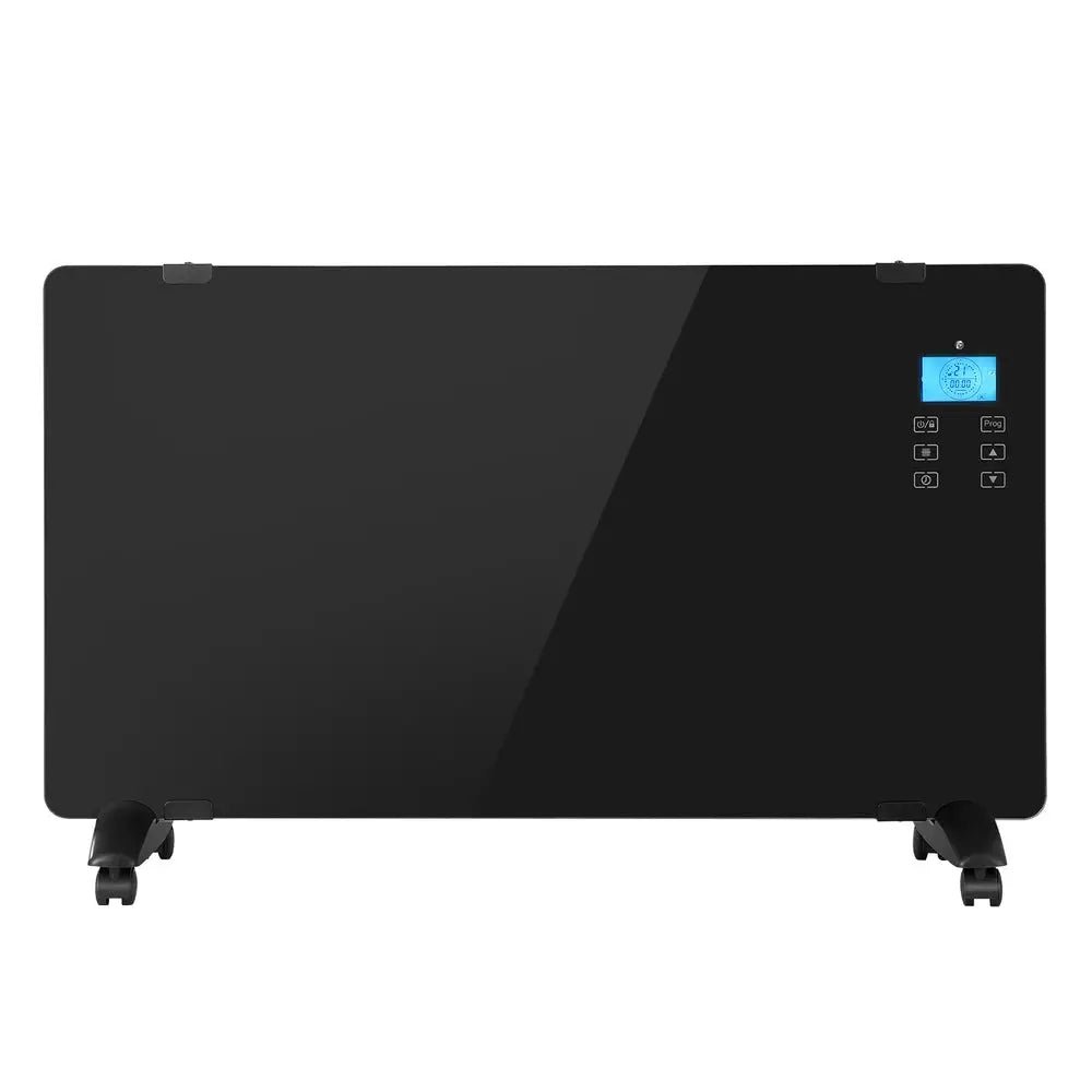 Electric Convection Heater Black 2000w | Black Glass Panel Electric Heater