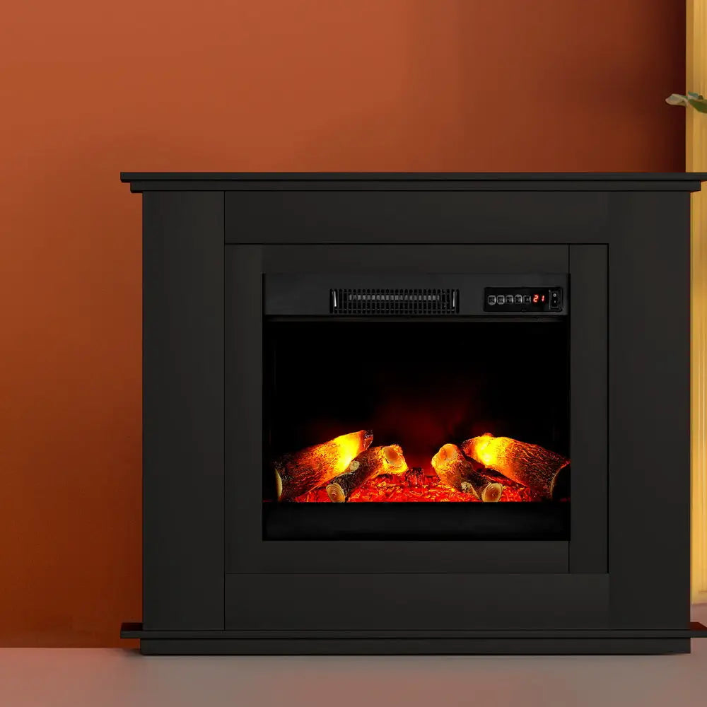 Electric Fireplace Fire Heater 2000w Black | Black Electric Fireplace Realistic Logs