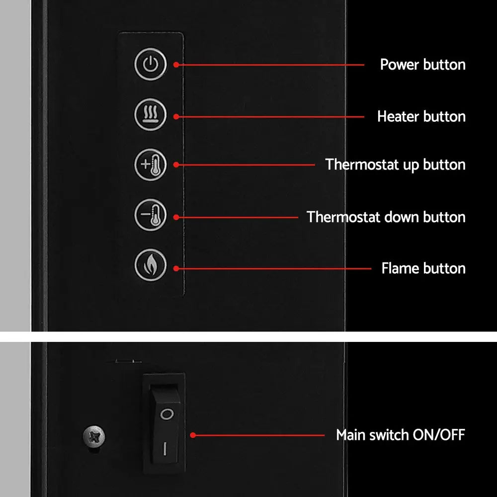 Electric Fireplace Fire Heater 2000w Black