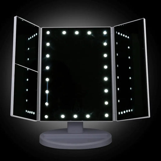 Embellir Tri-fold Makeup Mirror 1x2x3x Magnifying with Led Light Travel Portable