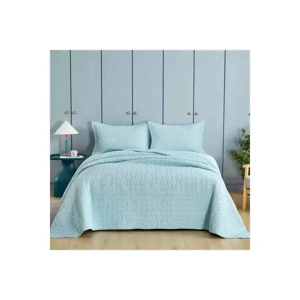 Embroidered Oceania 100% Cotton Quilted 3 Pcs Bedspread Coverlet Set Super King