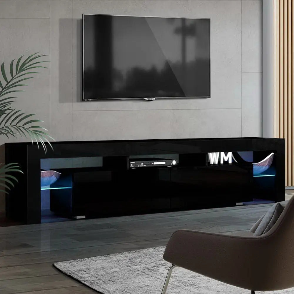Entertainment Unit Tv Cabinet Led 189cm Black Elo
