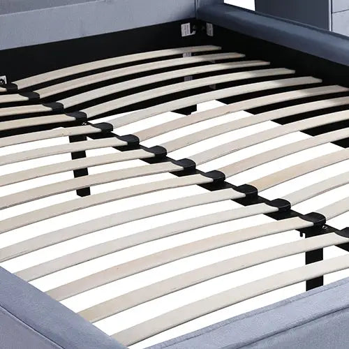 Estella Queen Bed Frame Fabric Upholstery Kd Slat in Black