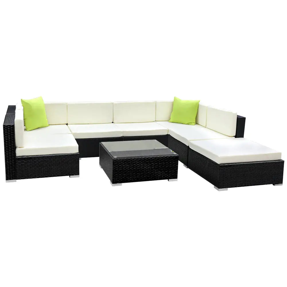 Gardeon 8-piece Outdoor Sofa Set Wicker Couch Lounge Setting Cover