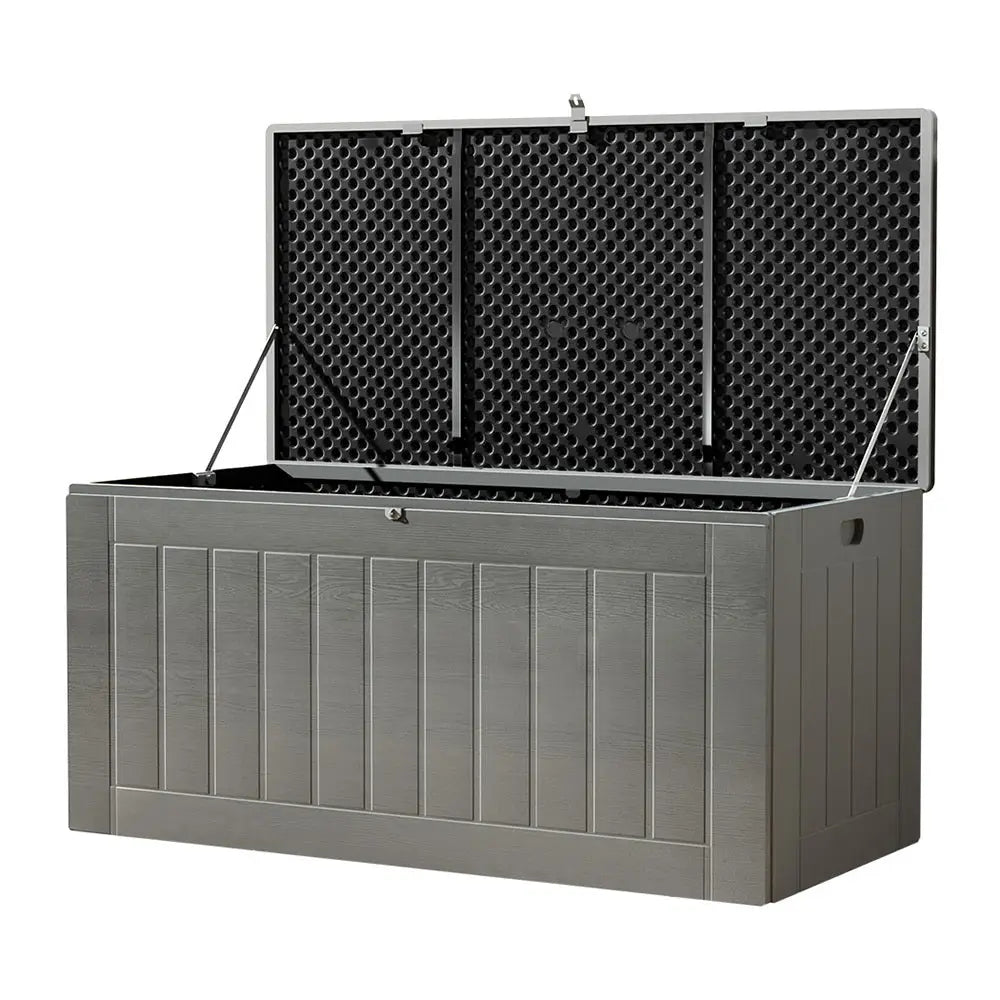 Gardeon Outdoor Storage Box 830l Container Lockable Garden Bench Tool Shed Black