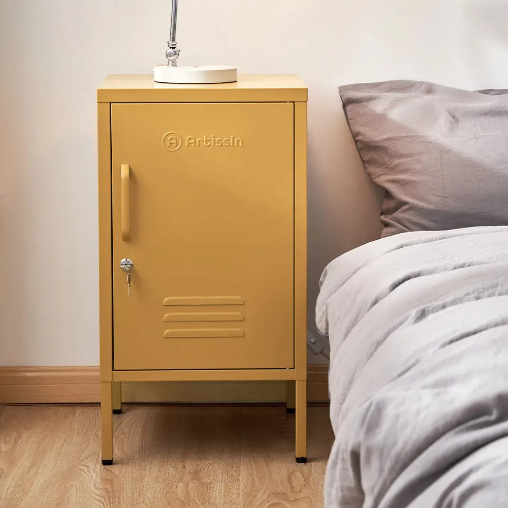 In Bedside Table Metal Cabinet - Mini Yellow
