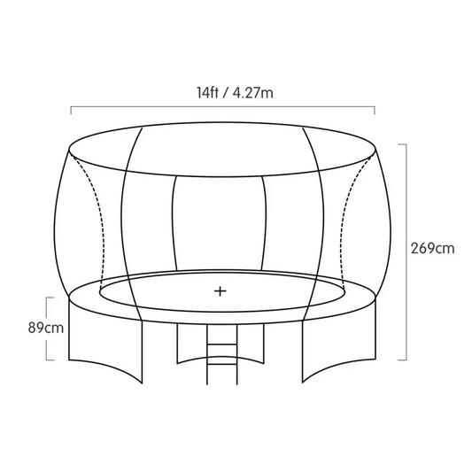 Kahuna 14ft Outdoor Trampoline Kids Children with Safety Enclosure Pad Mat Ladder Basketball Hoop Set - Blue