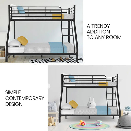 Kingston Slumber Metal Single Over Double Bunk Bed Frame Dark Matte Grey