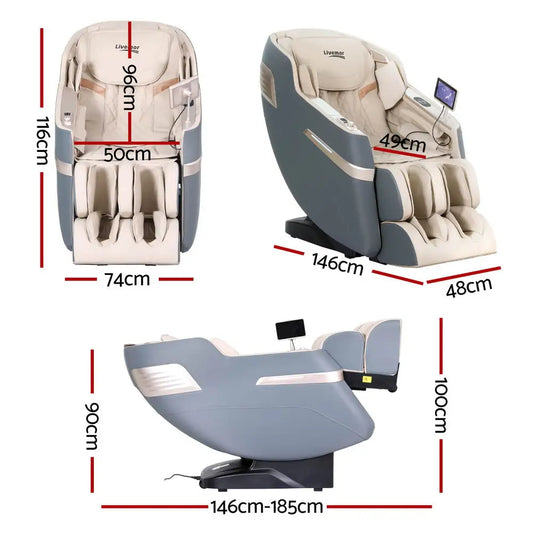 Livemor 4d Massage Chair Electric Recliner Home Massager Gray Sina