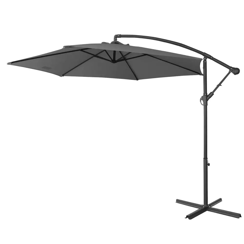 Milano 3m Outdoor Umbrella Cantilever with Protective Cover Patio Garden Shade - Charcoal