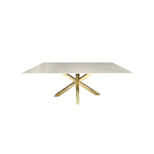 Miles Gold with White Marble Dining Table - 90cm x 180cm