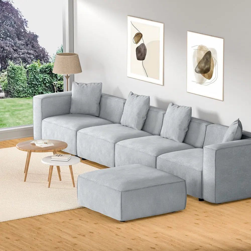 Modular Sofa Chaise Set 5-seater Grey