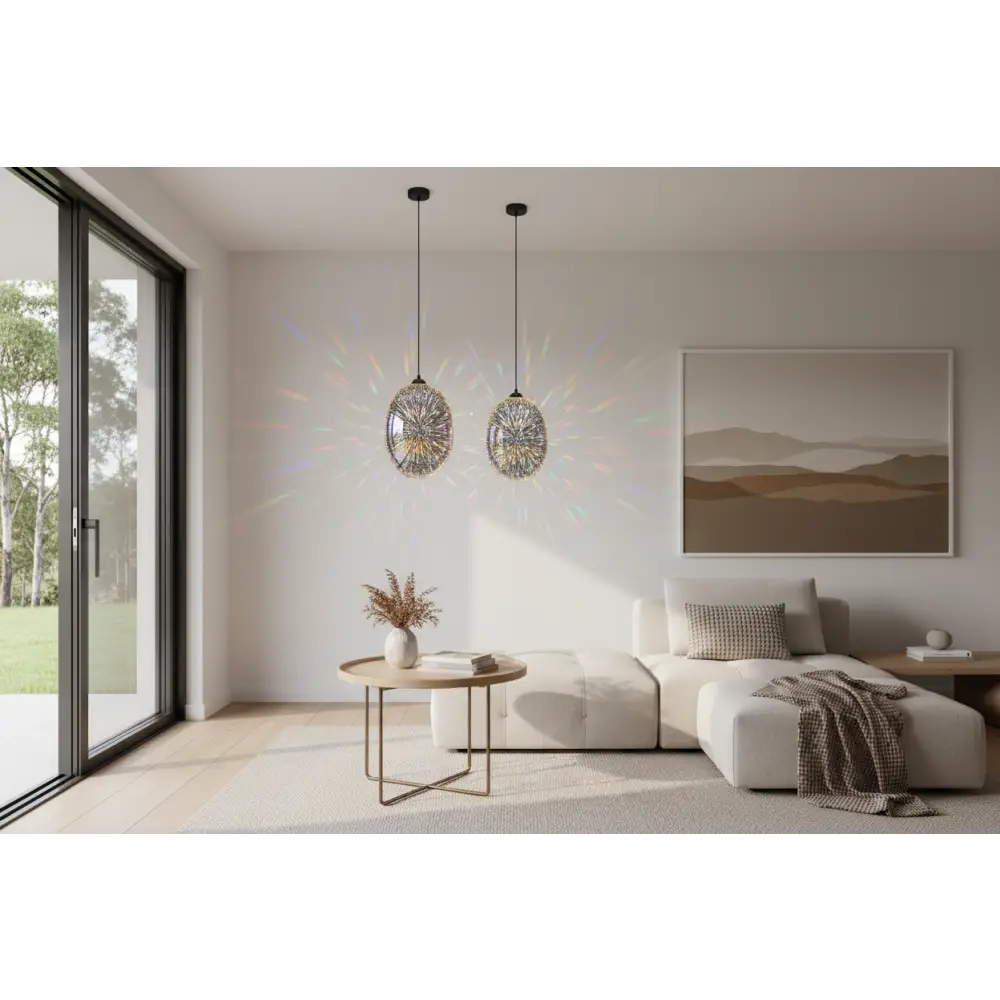 Moravian Glass Oval Pendant Light - Copper