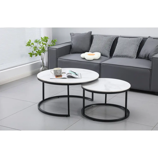 Nesting Style Coffee Table - White on Black - 80cm/60cm