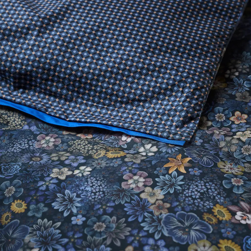 Pip Studio Tutti i Fiori Dark Blue Cotton Quilt Cover Set Queen