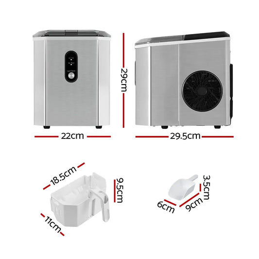 Portable Ice Maker Machine Cube 12kg Bar Countertop Stainless Steel