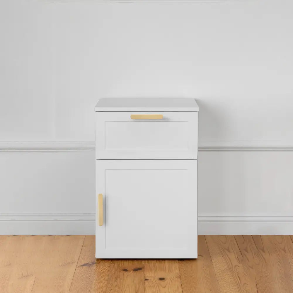 Porto Bedside Table - White - Hamptons - Oval Brass