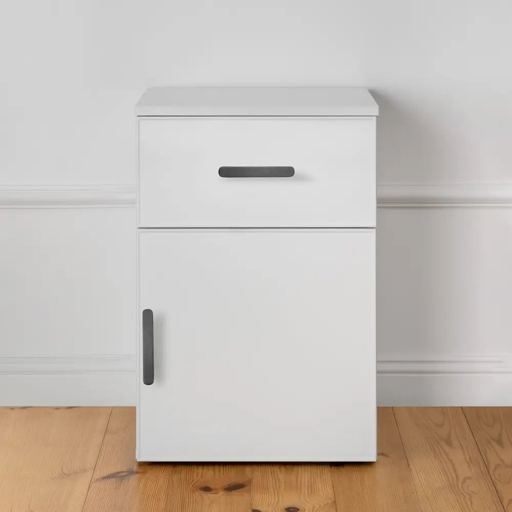 Porto Bedside Table - White - Slim - Oval Black